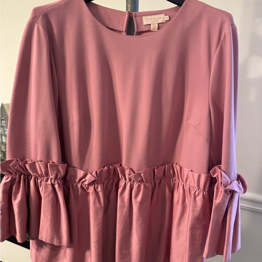 Ted Baker Pink Ruffle Sleeve Top